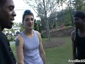 Blacks on boys - bareback gay interracial hardcore fucking 19