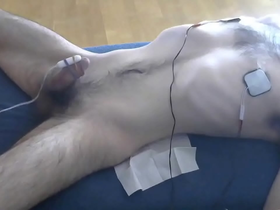 Male tied, edged with vibrator and nipple estim